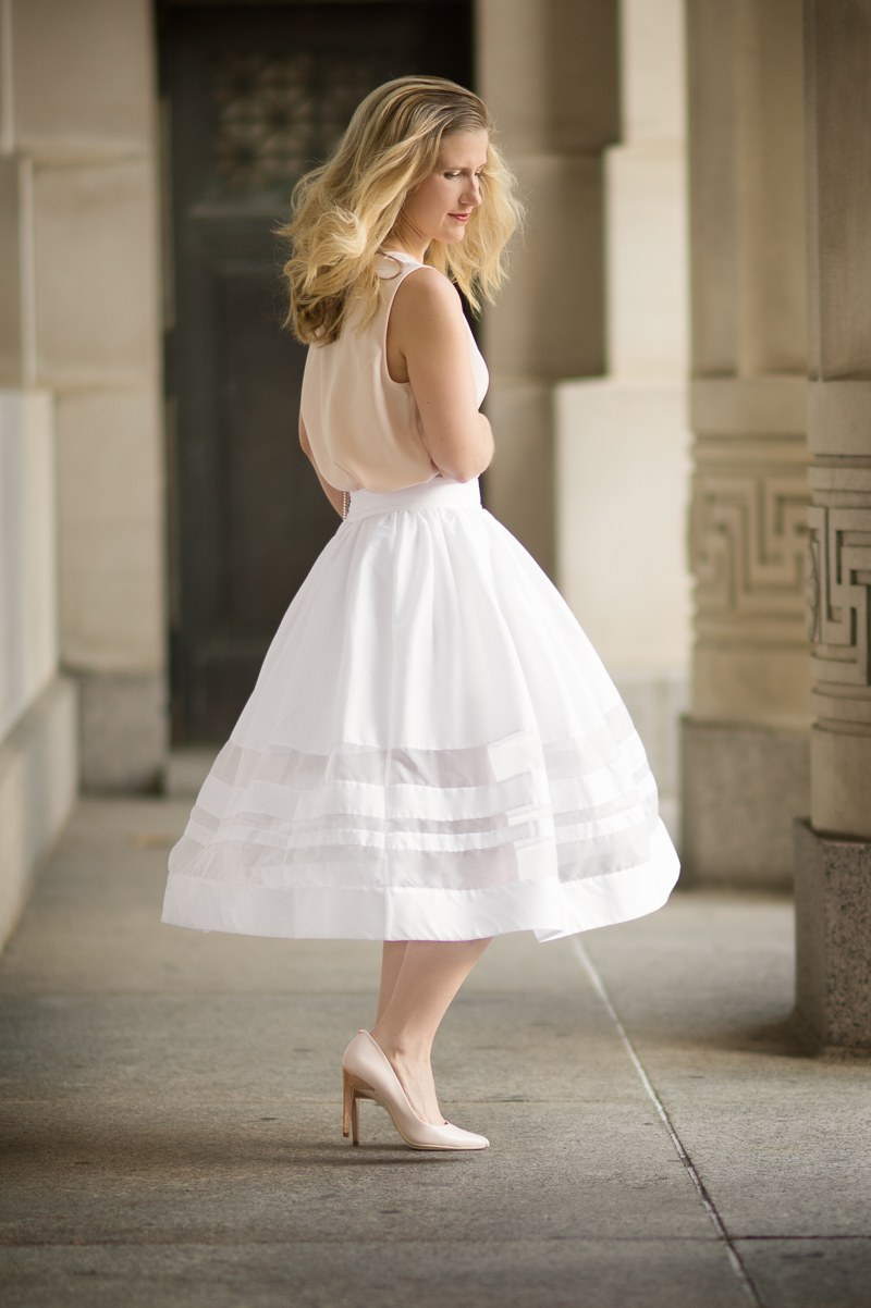 White midi dress