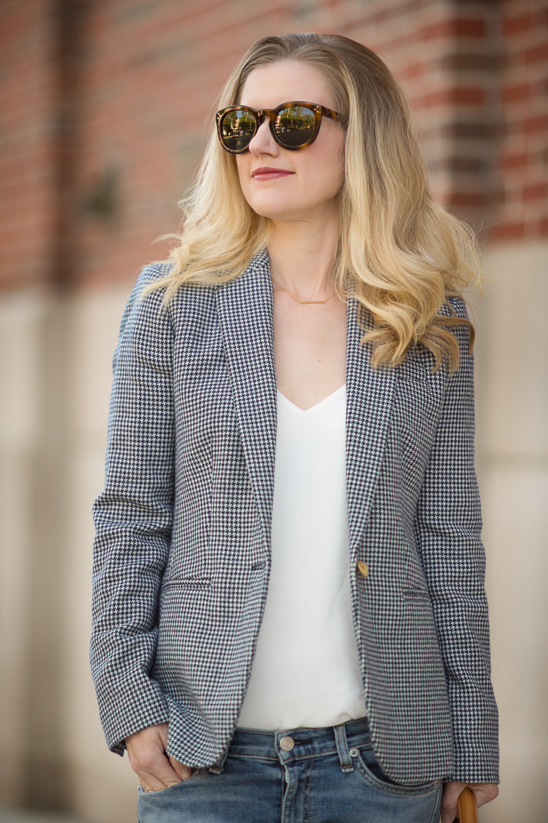 Petite Fashion and Style | J. Crew Campbell Blazer in Houndstooth | Click to read more...