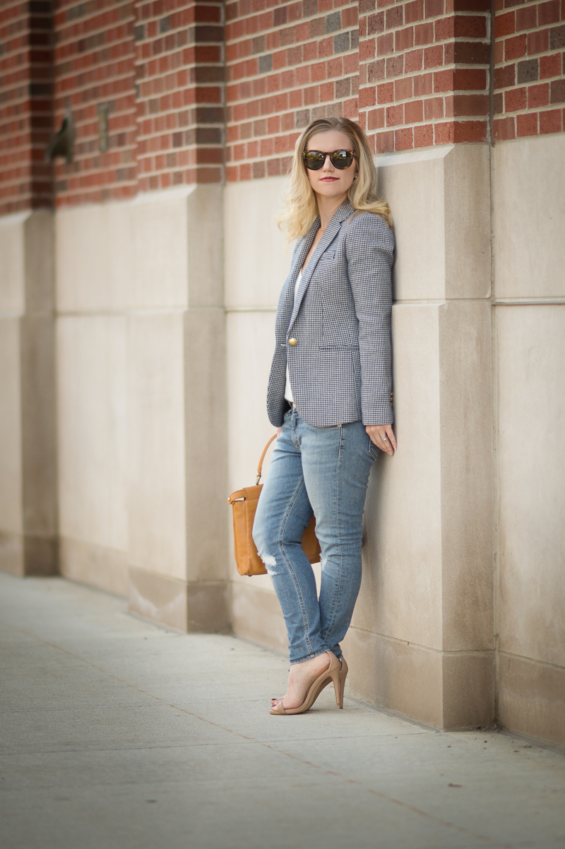 Petite Fashion and Style | J. Crew Campbell Blazer in Houndstooth | Click to read more...