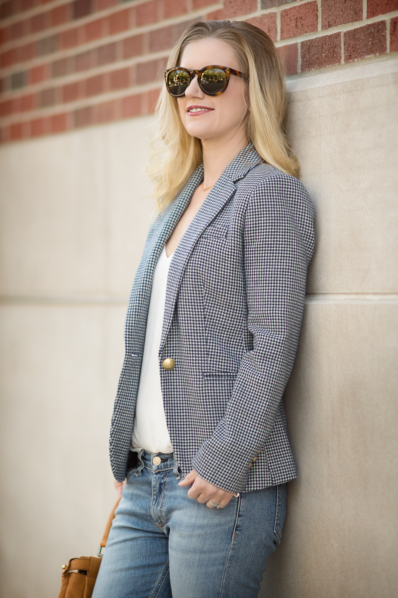 Petite Fashion and Style | J. Crew Campbell Blazer in Houndstooth | Click to read more...