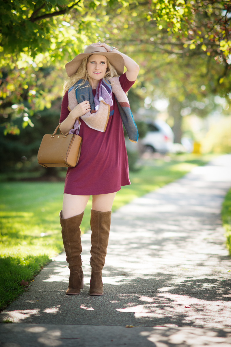 Petite Fashion and Style | ASOS blanket scarf | Suede OTK Boots | Click to read more...