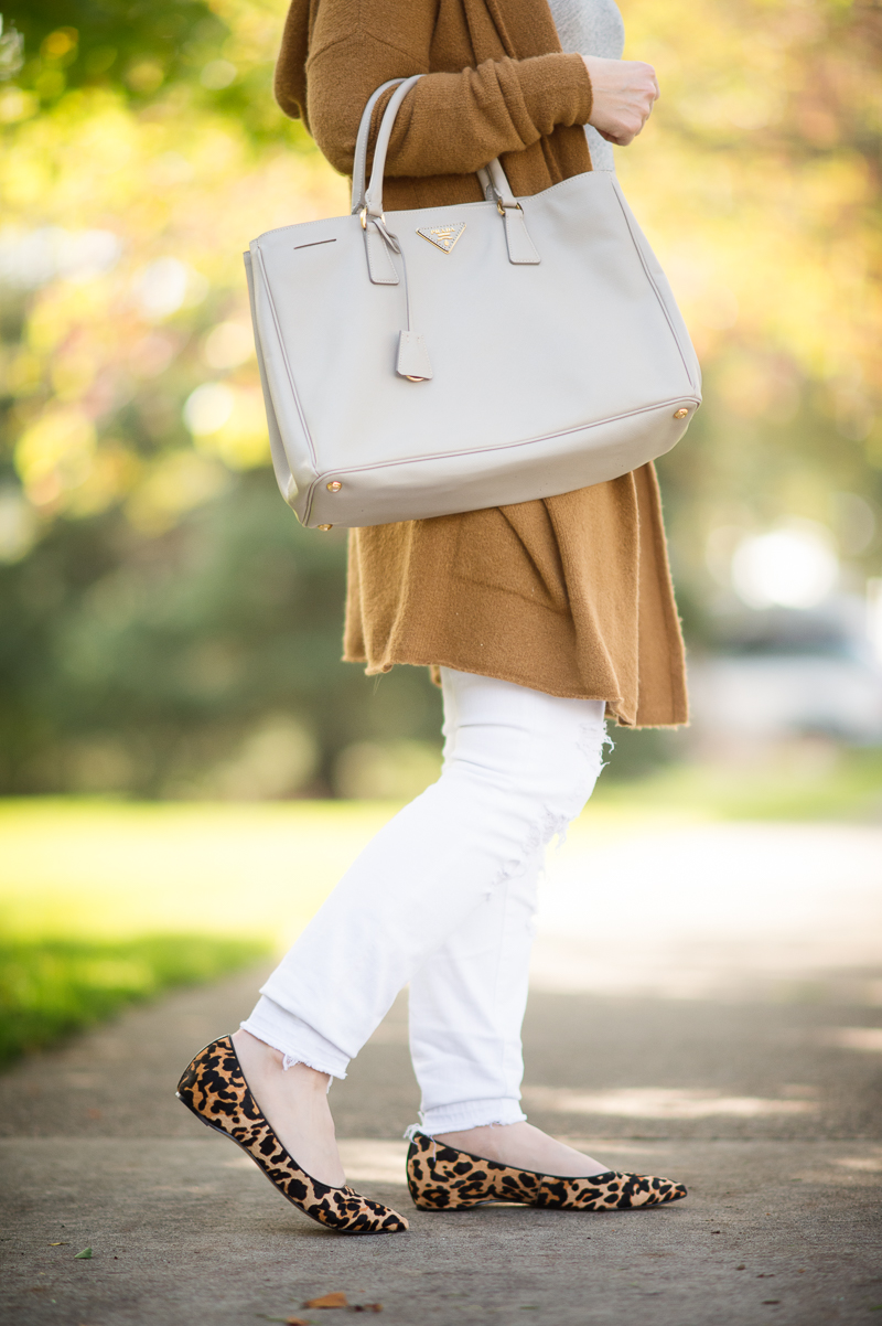 Petite Fashion and Style | BP Camel Cardigan | Ivanka Trump Lepoard Flats | Click to Read More...