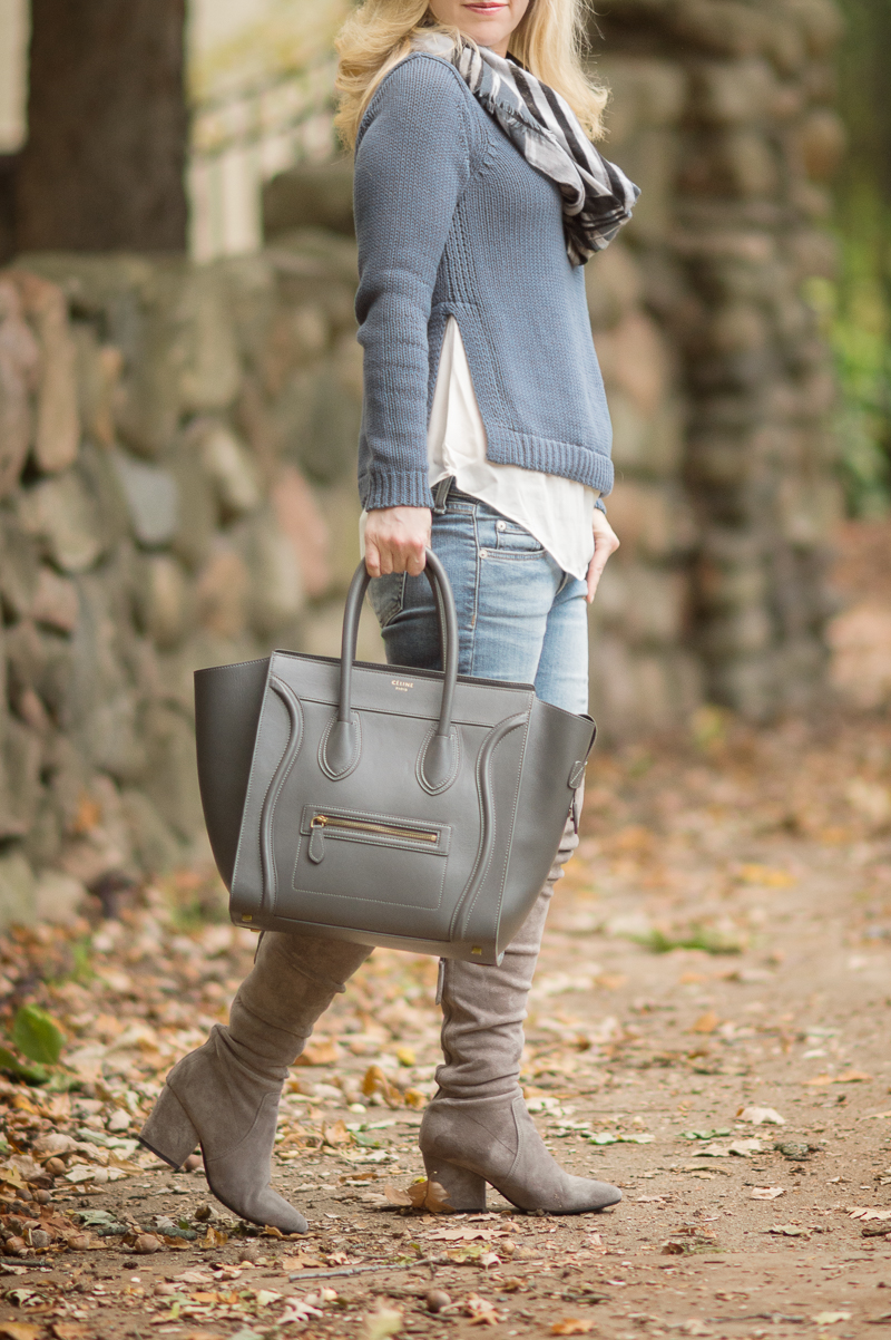 Petite Fashion and Style | Loft Chunky Two in One Sweater | Suede OTK Boots | Click to Read More...2