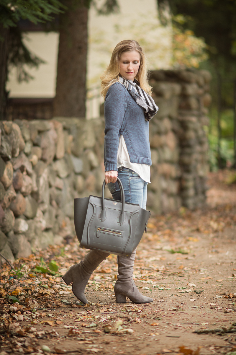 Petite Fashion and Style | Loft Chunky Two in One Sweater | Suede OTK Boots | Click to Read More...