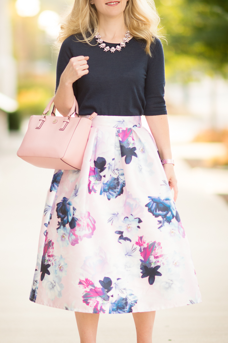 Petite Fashion and Style | SheIn Flower Pleated Midi Dress | Click to Read More...