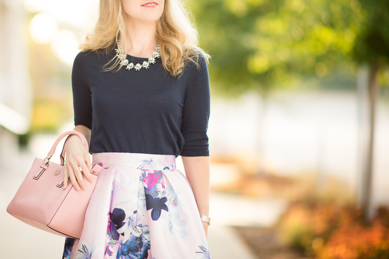 Petite Fashion and Style | SheIn Flower Pleated Midi Dress | Click to Read More...