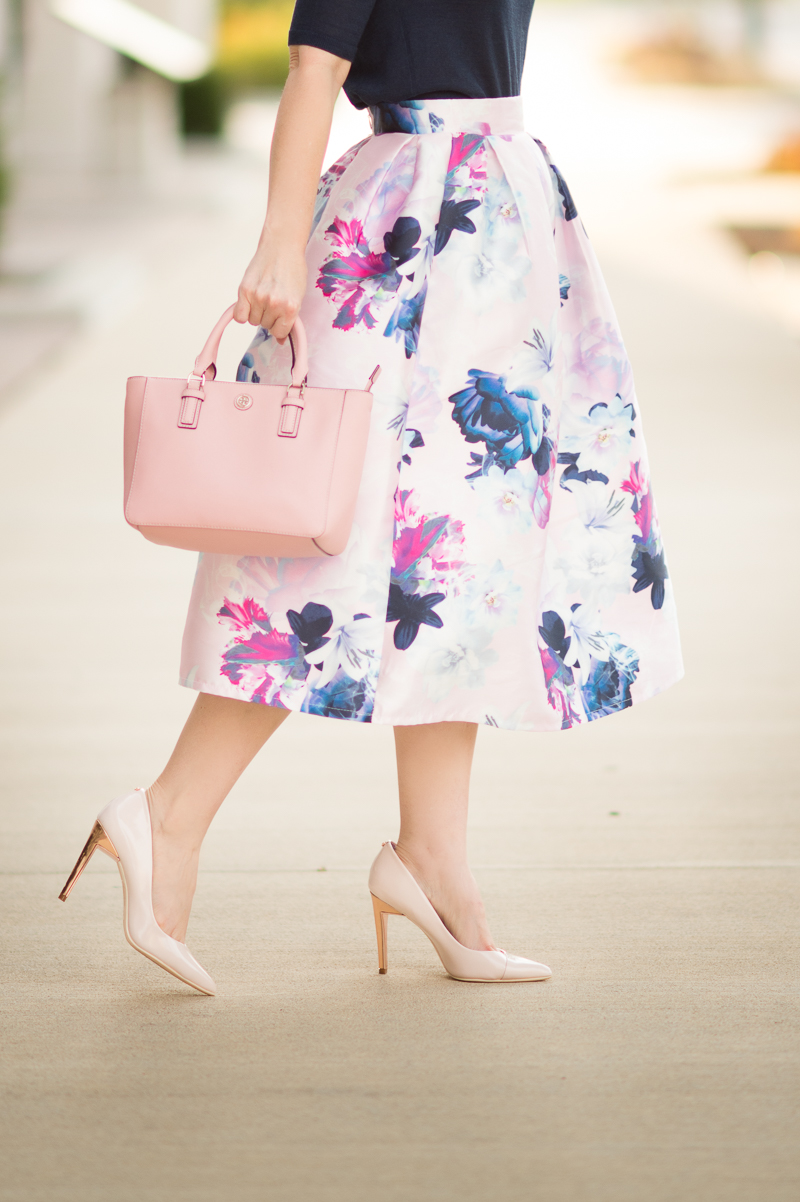 Petite Fashion and Style | SheIn Flower Pleated Midi Dress | Click to Read More...