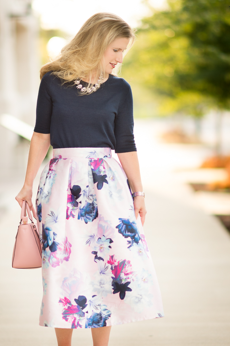 Petite Fashion and Style | SheIn Flower Pleated Midi Dress | Click to Read More...