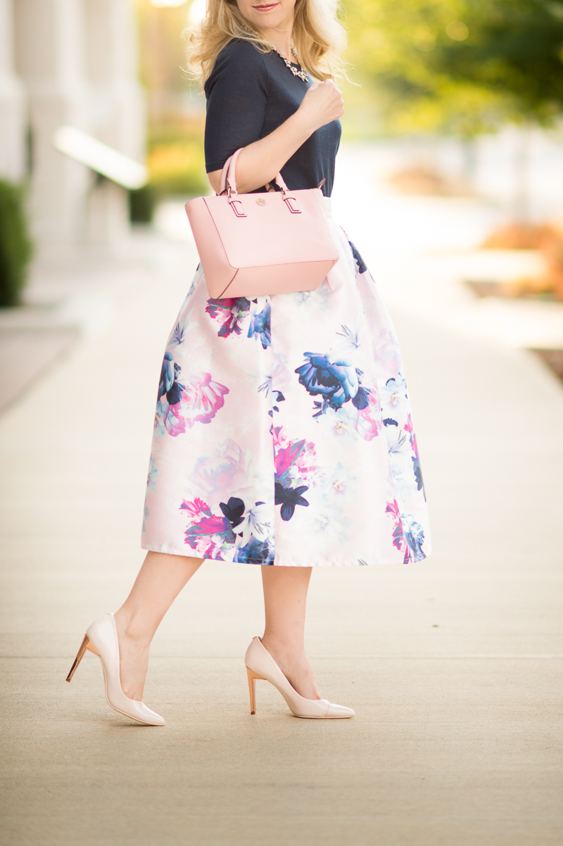 Petite Fashion and Style | SheIn Flower Pleated Midi Dress | Click to Read More...