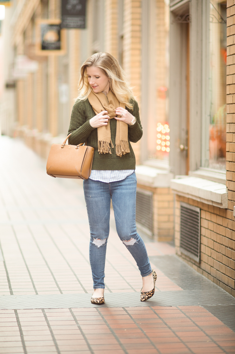 Petite Fashion and Style | J. Crew Factory Cable Knit Sweater | Tory Burch Robinson Small Tote | Click to Read More...