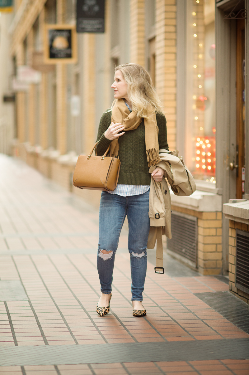 Petite Fashion and Style | J. Crew Factory Cable Knit Sweater | Tory Burch Robinson Small Tote | Click to Read More...