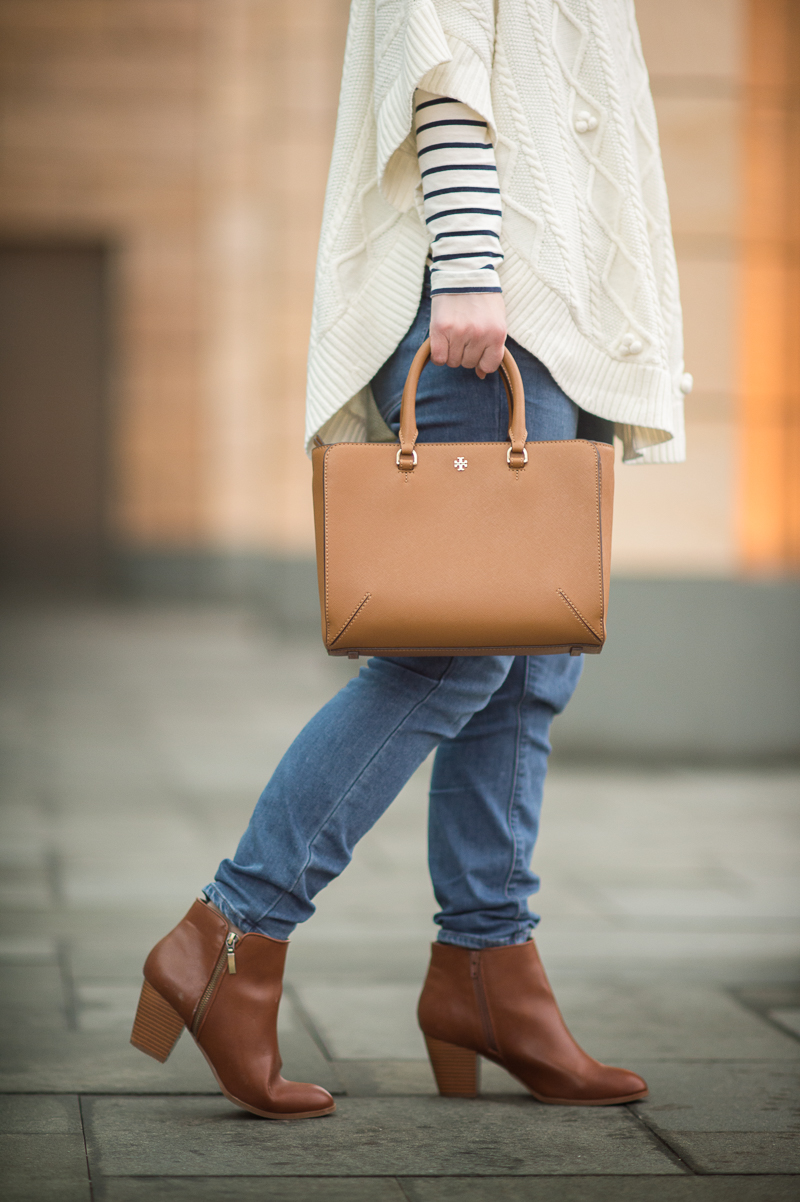 Petite Style Blog | Talbots Aran-Stitched Cowlneck Poncho | Click to Read More...
