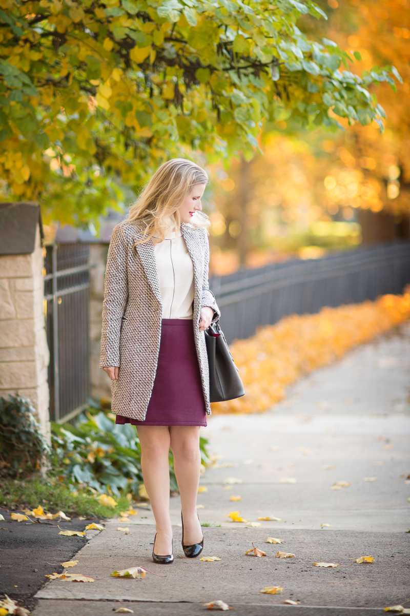 Petite Fashion Blog | Chicwish Classy Double Breasted Tweed Coat | J. Crew Factory Wool Skirt | Click to Read More... 