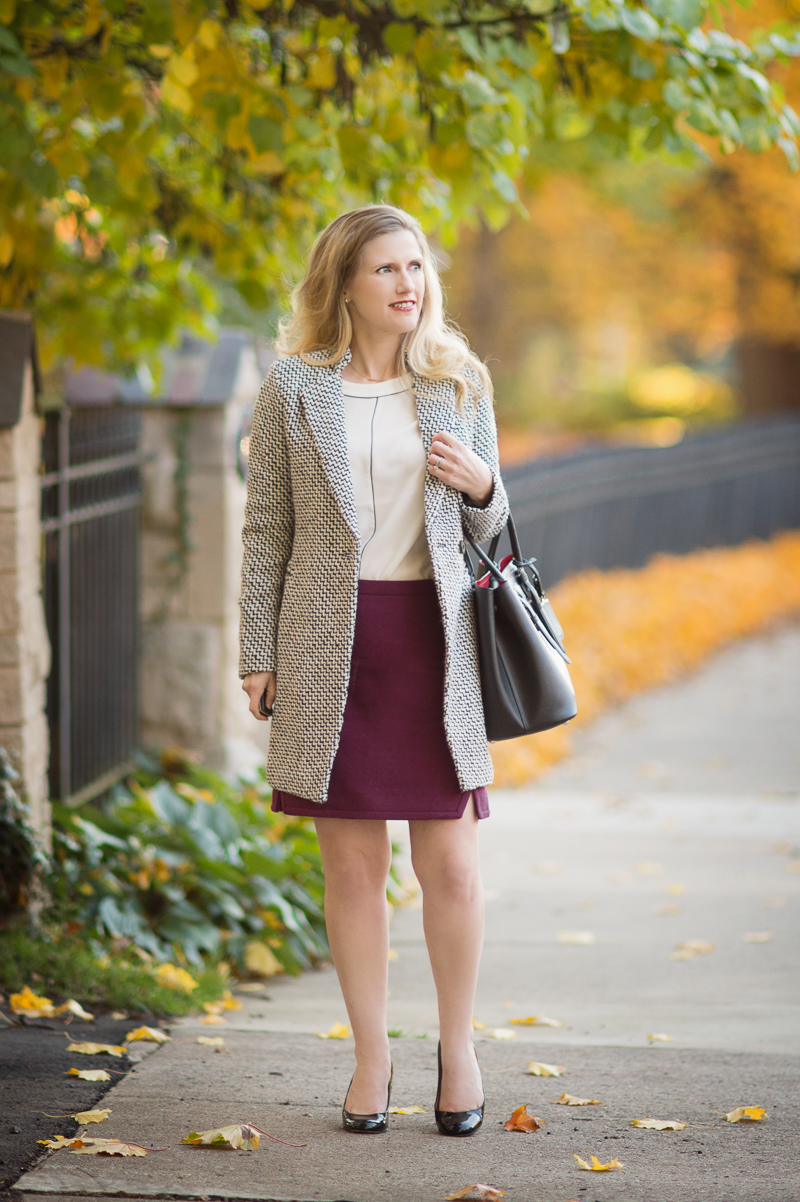 Petite Fashion Blog | Chicwish Classy Double Breasted Tweed Coat | J. Crew Factory Wool Skirt | Click to Read More... 