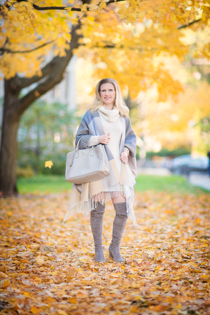 Petite Style Blog | Ann Taylor Reversible Cape | H&M Cowl-Neck Sweater | Click to Read More....