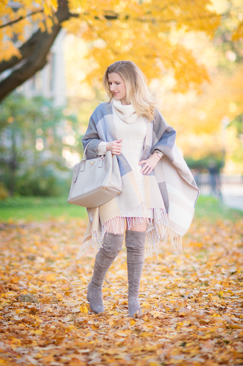 Petite Style Blog | Ann Taylor Reversible Cape | H&M Cowl-Neck Sweater | Click to Read More....