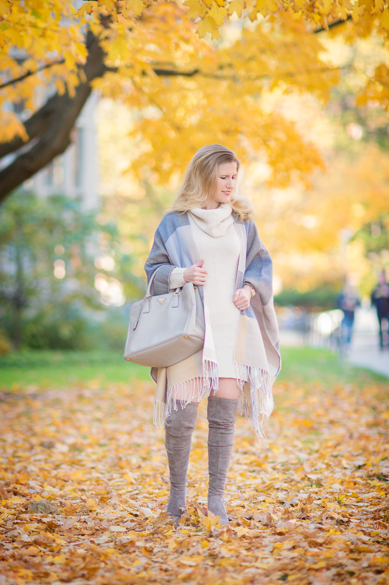 Petite Style Blog | Ann Taylor Reversible Cape | H&M Cowl-Neck Sweater | Click to Read More....