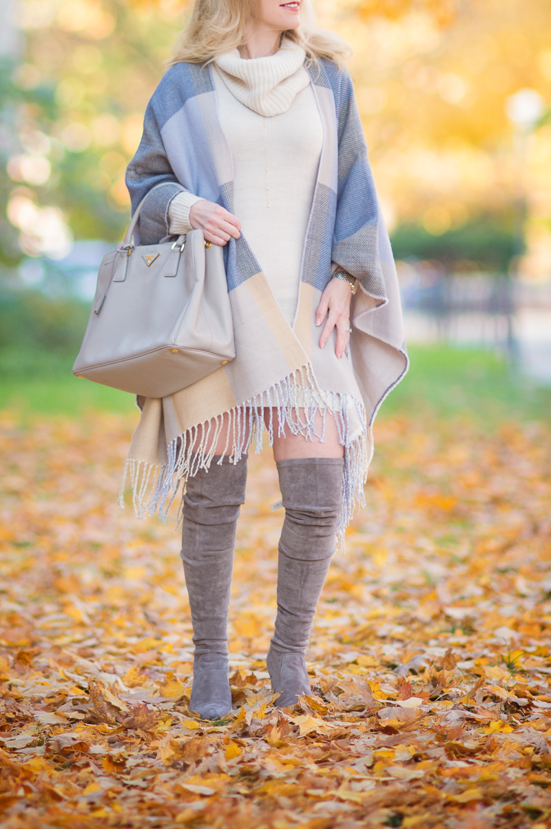 Petite Style Blog | Ann Taylor Reversible Cape | H&M Cowl-Neck Sweater | Click to Read More....