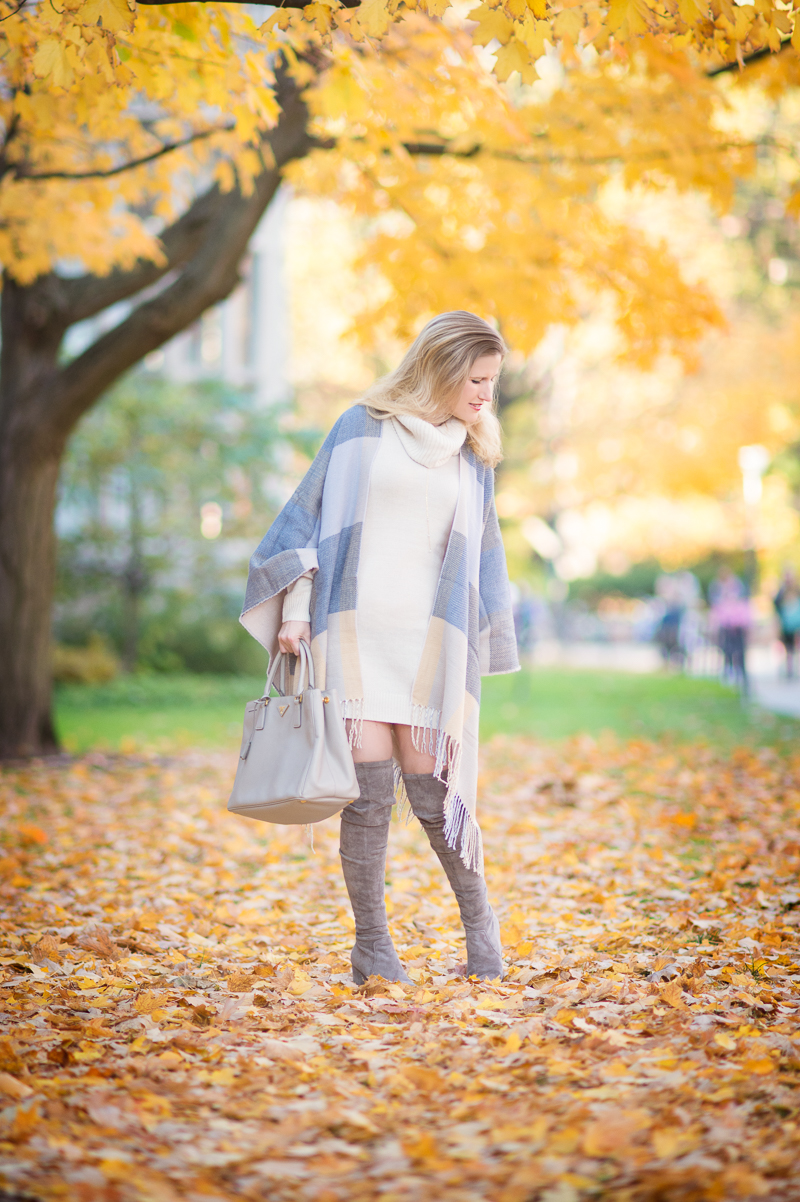 Petite Style Blog | Ann Taylor Reversible Cape | H&M Cowl-Neck Sweater | Click to Read More....