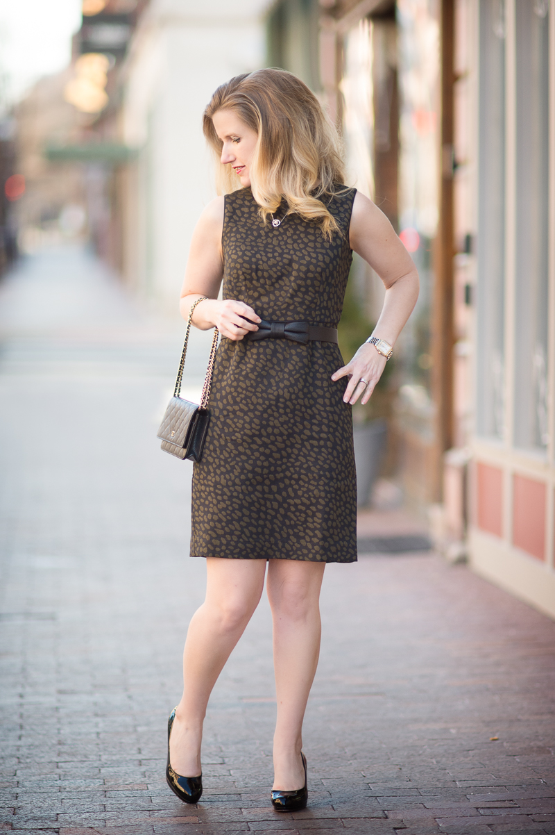 etite Fashion and Style Blog | Ann Taylor Spotted Jacquard Sheath Dress