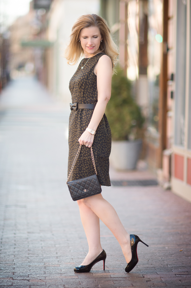 etite Fashion and Style Blog | Ann Taylor Spotted Jacquard Sheath Dress