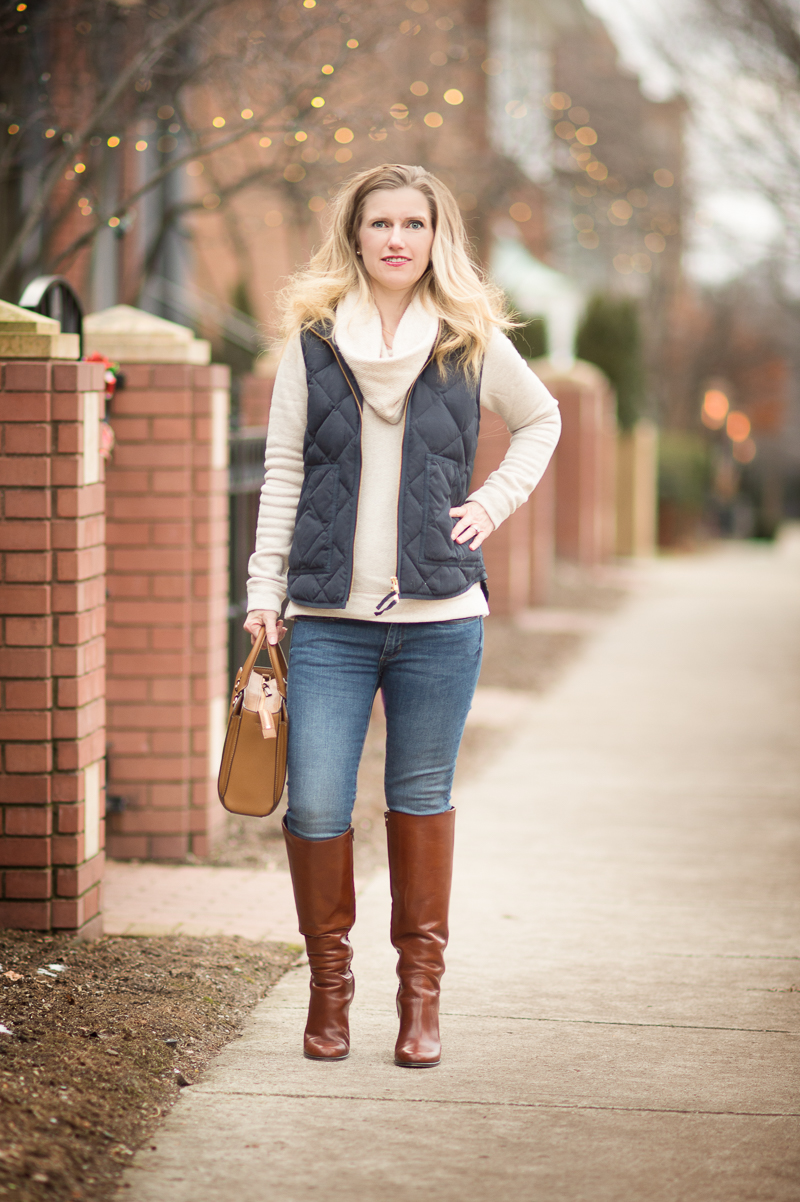 Petite Fashion and Style Blog | J. Crew Factory Quilted Puffer Vest | Kate Spade New York Baina Boots | Click to Read More...