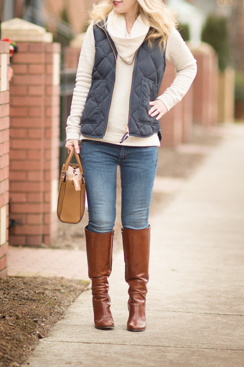 Petite Fashion and Style Blog | J. Crew Factory Quilted Puffer Vest | Kate Spade New York Baina Boots | Click to Read More...