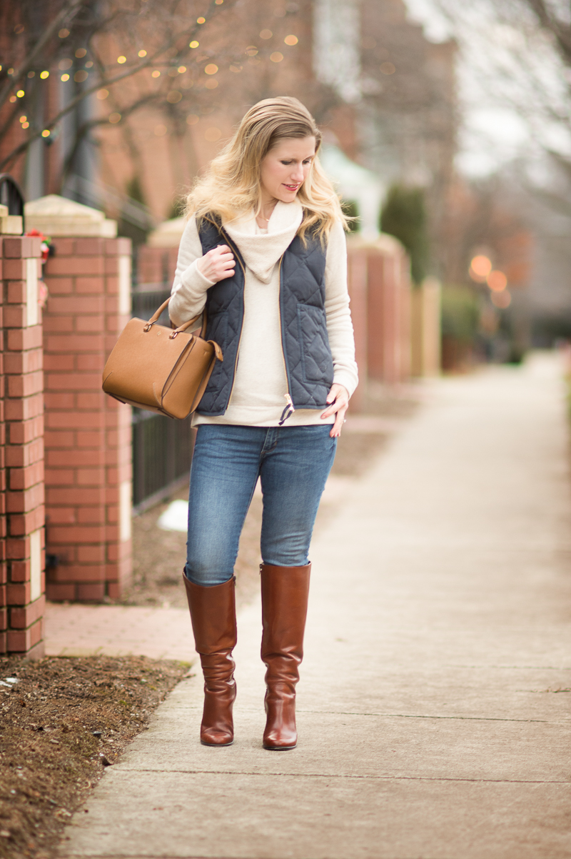 Petite Fashion and Style Blog | J. Crew Factory Quilted Puffer Vest | Kate Spade New York Baina Boots | Click to Read More...