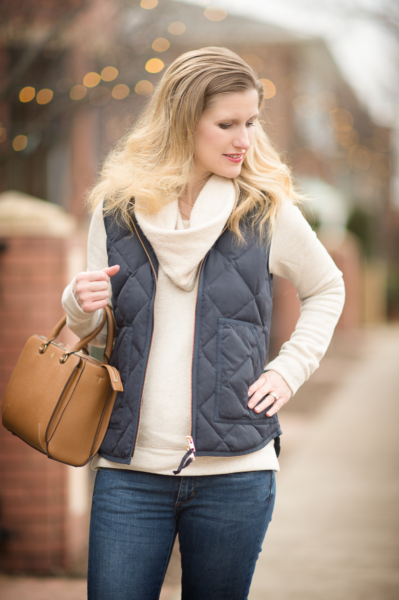 Petite Fashion and Style Blog | J. Crew Factory Quilted Puffer Vest | Kate Spade New York Baina Boots | Click to Read More...