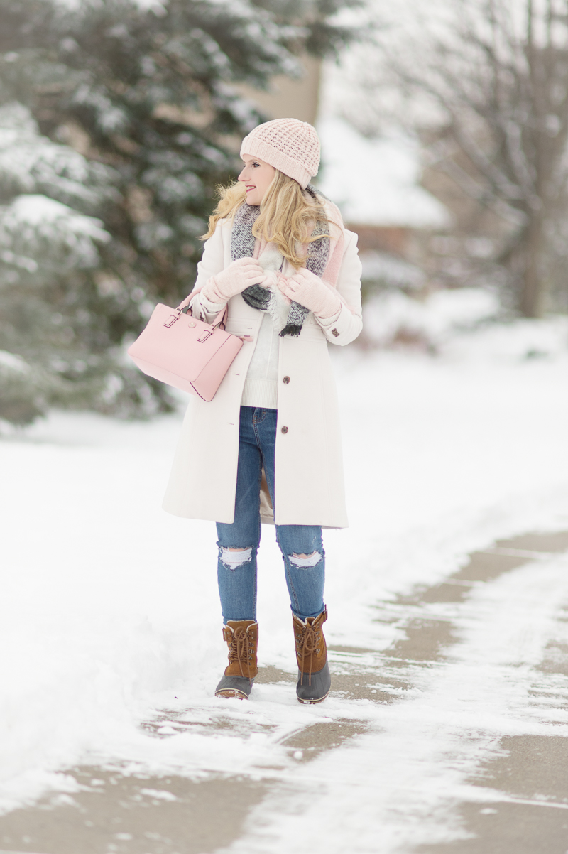 Petite Fashion and Style Blog | J. Crew Lady Day Coat | Loft Plaid Scarf | Loft Shimmer Beanie | Click to Read More...