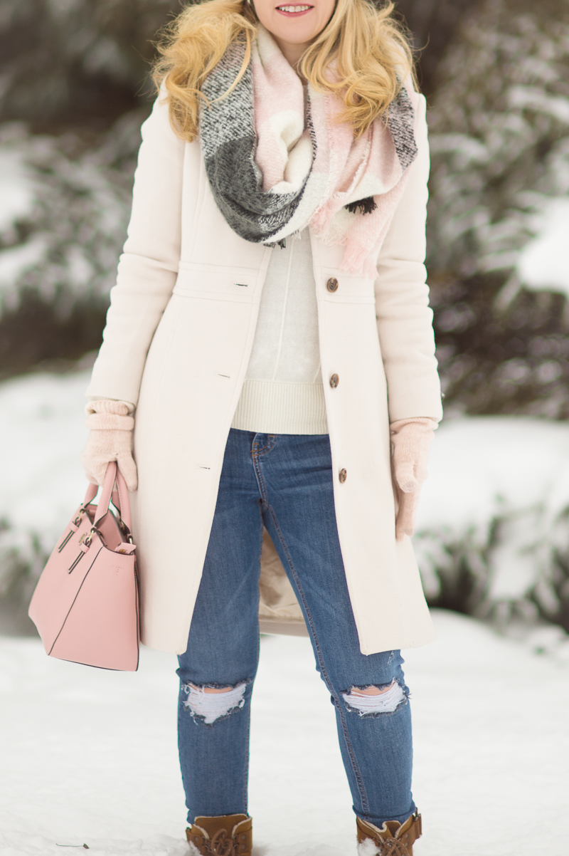 Petite Fashion and Style Blog | J. Crew Lady Day Coat | Loft Plaid Scarf | Loft Shimmer Beanie | Click to Read More...