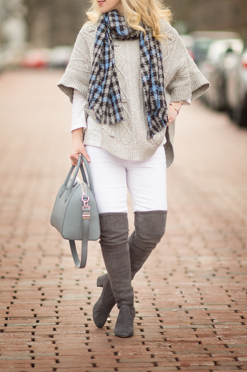 Petite Fashion and Style Blog | Talbots Aran-Stitched Cowlneck Poncho