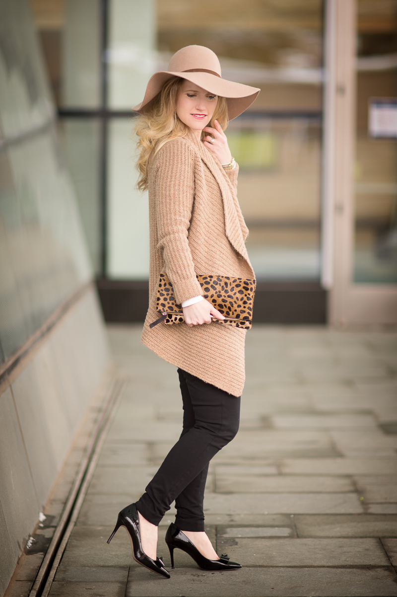 Petite Fashion and Style Blog | Abercrombie and Fitch Stitch Mix Blanket Cardigan | Ann Taylor Ponte Leggings | Click to Read More...
