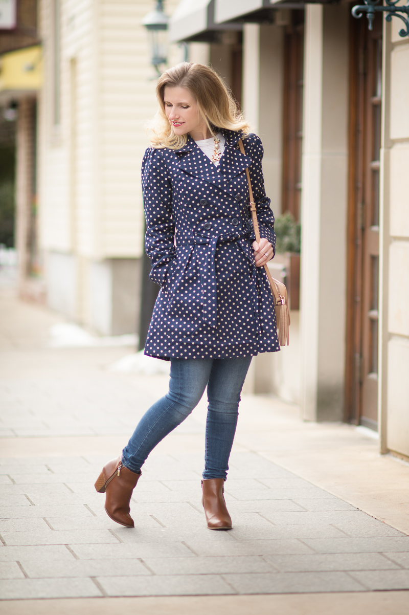 Petite Fashion and Style Blog | Modcloth Capital Class Trench in Dots | Click to Read More...