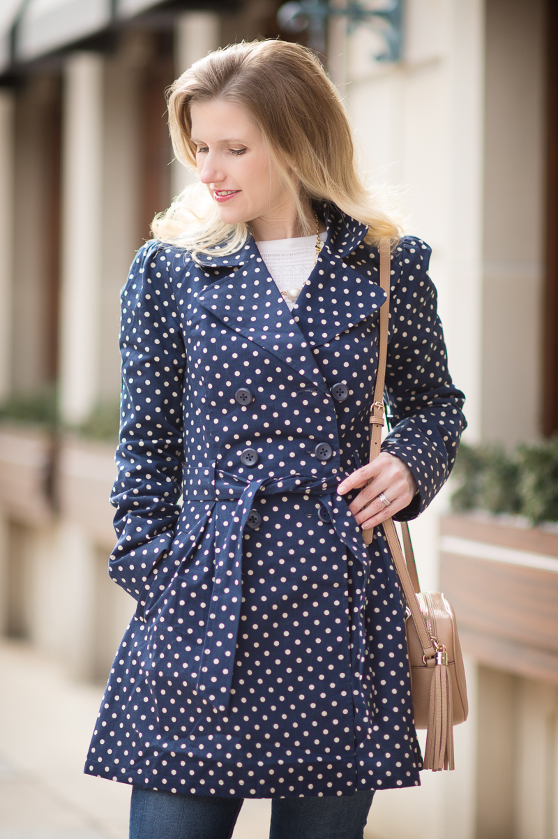 Petite Fashion and Style Blog | Modcloth Capital Class Trench in Dots | Click to Read More...