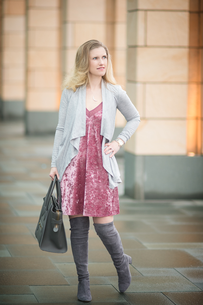 Petite Fashion and Style Blog | Tilly's Full Tilt Velvet Slip Dress | Celine Luggage Bag | Click to Read More...