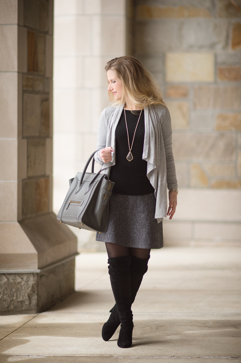 Petite Fashion and Style Blog | Ann Taylor Cascade Caradigan | Kendra Scott Aiden Necklace | Celine Luggage Tote | Click to Read More...