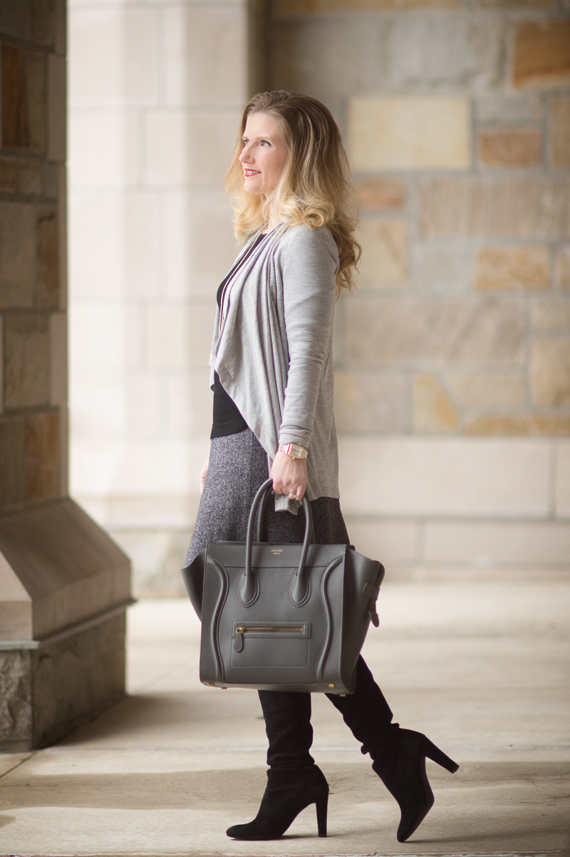Petite Fashion and Style Blog | Ann Taylor Cascade Caradigan | Kendra Scott Aiden Necklace | Celine Luggage Tote | Click to Read More...