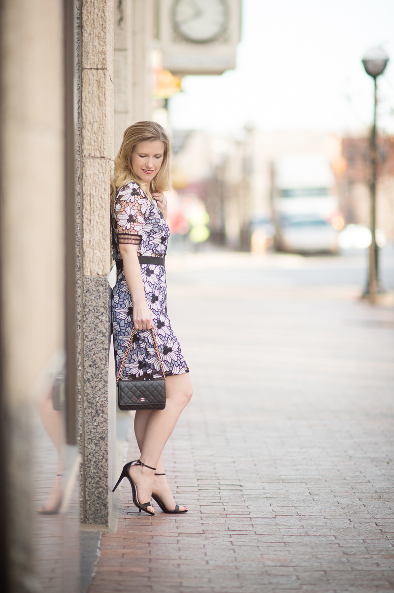 Petite Fashion and Style Blog | Bloomingdale's Aqua Contrast Lace Dress | Click to Read More...