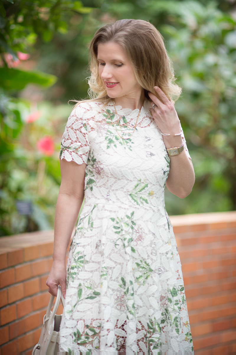 Petite Fashion and Style Blog | Chicwish Wildflower Fresh Crochet Flare Dress