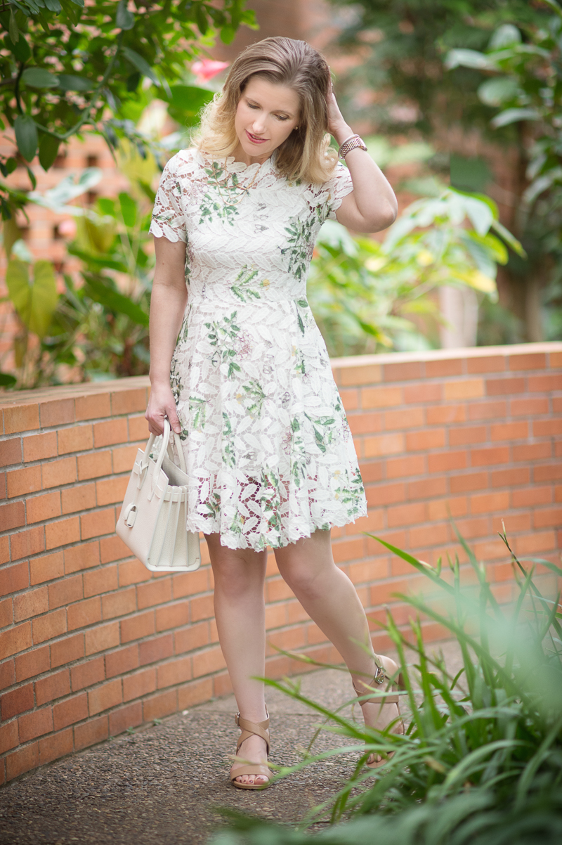 Petite Fashion and Style Blog | Chicwish Wildflower Fresh Crochet Flare Dress