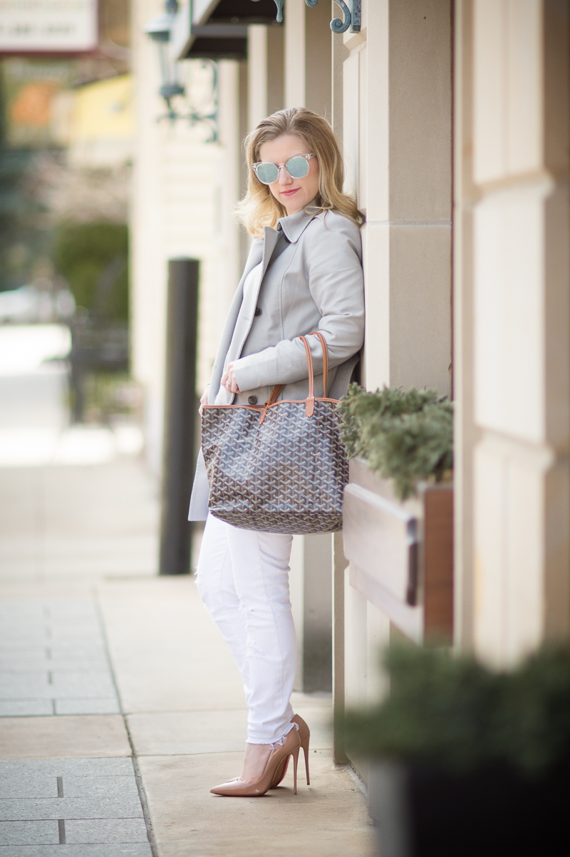Petite Fashion and Style Blog | Grey Hollow Out Drop Shoulder Dip Hem Sweater | Christian Louboutin So Kate Pumps | Click to Read More...