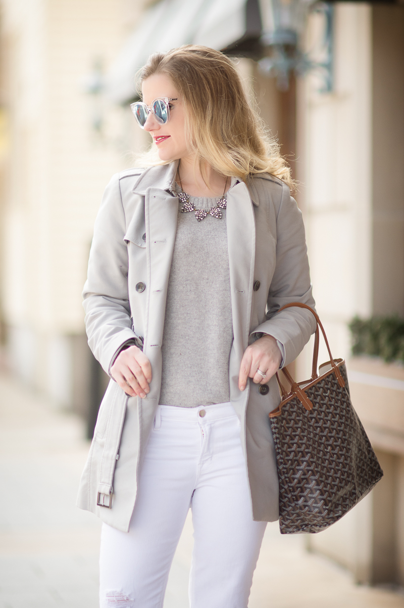 Petite Fashion and Style Blog | Grey Hollow Out Drop Shoulder Dip Hem Sweater | Christian Louboutin So Kate Pumps | Click to Read More...