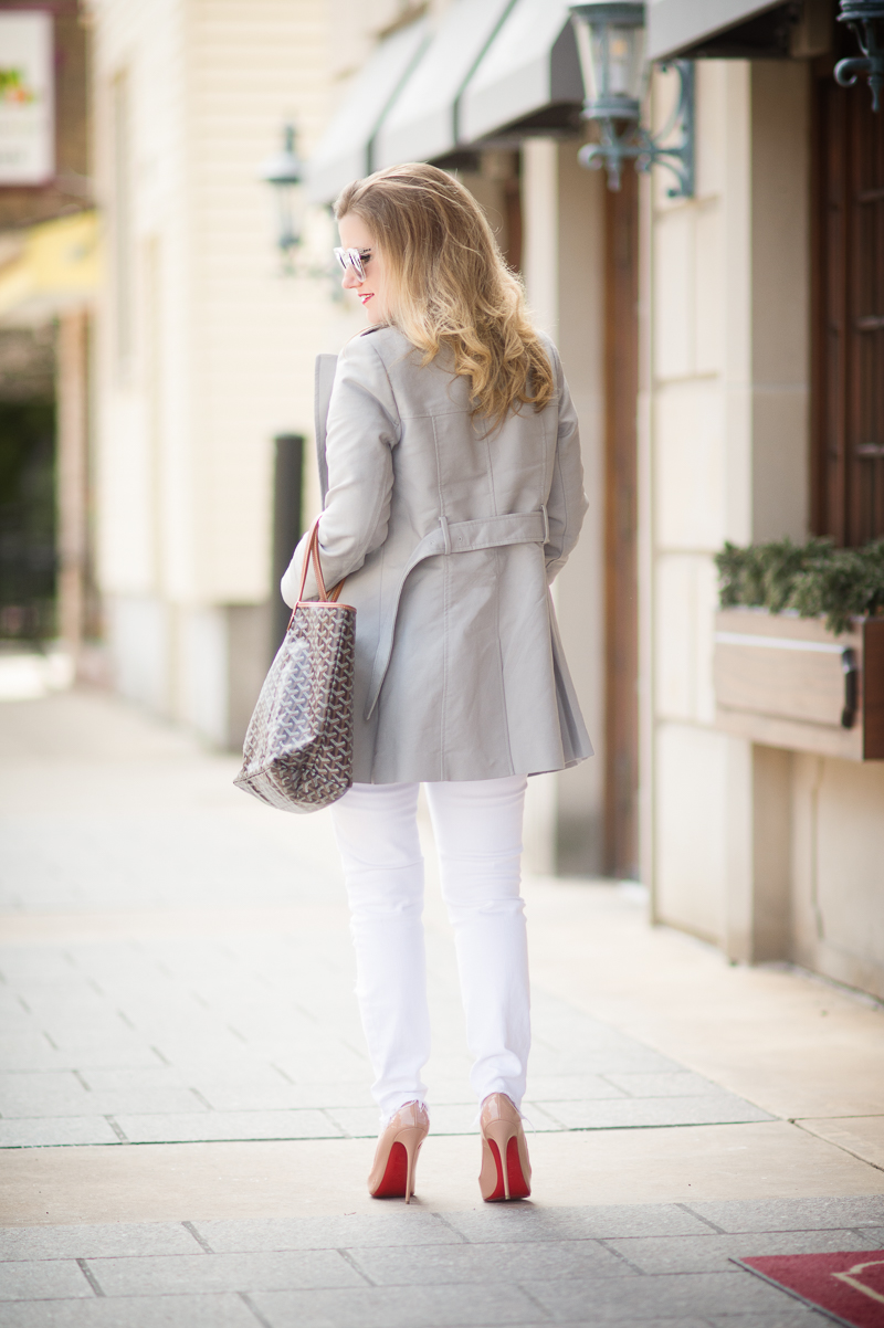 Petite Fashion and Style Blog | Grey Hollow Out Drop Shoulder Dip Hem Sweater | Christian Louboutin So Kate Pumps | Click to Read More...