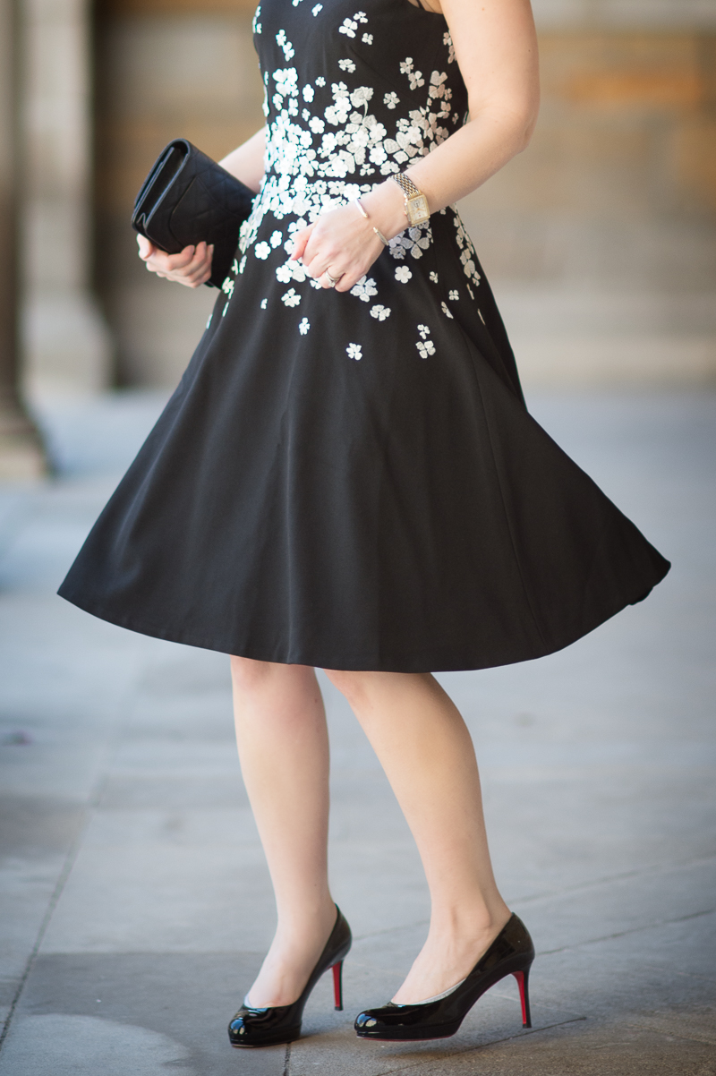 Petite Fashion and Style Blog | Maggy London Gracie Dress | Laundry by Shelli Segal-Double-Breasted Skirted Swing Coat | Click to Read More...