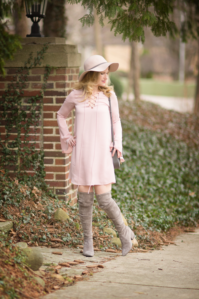 Petite Fashion and Style Blog | Soprano Lace-Up Shift Dress | Celine Small Trotteur Shoulder Bag | Click to Read More...