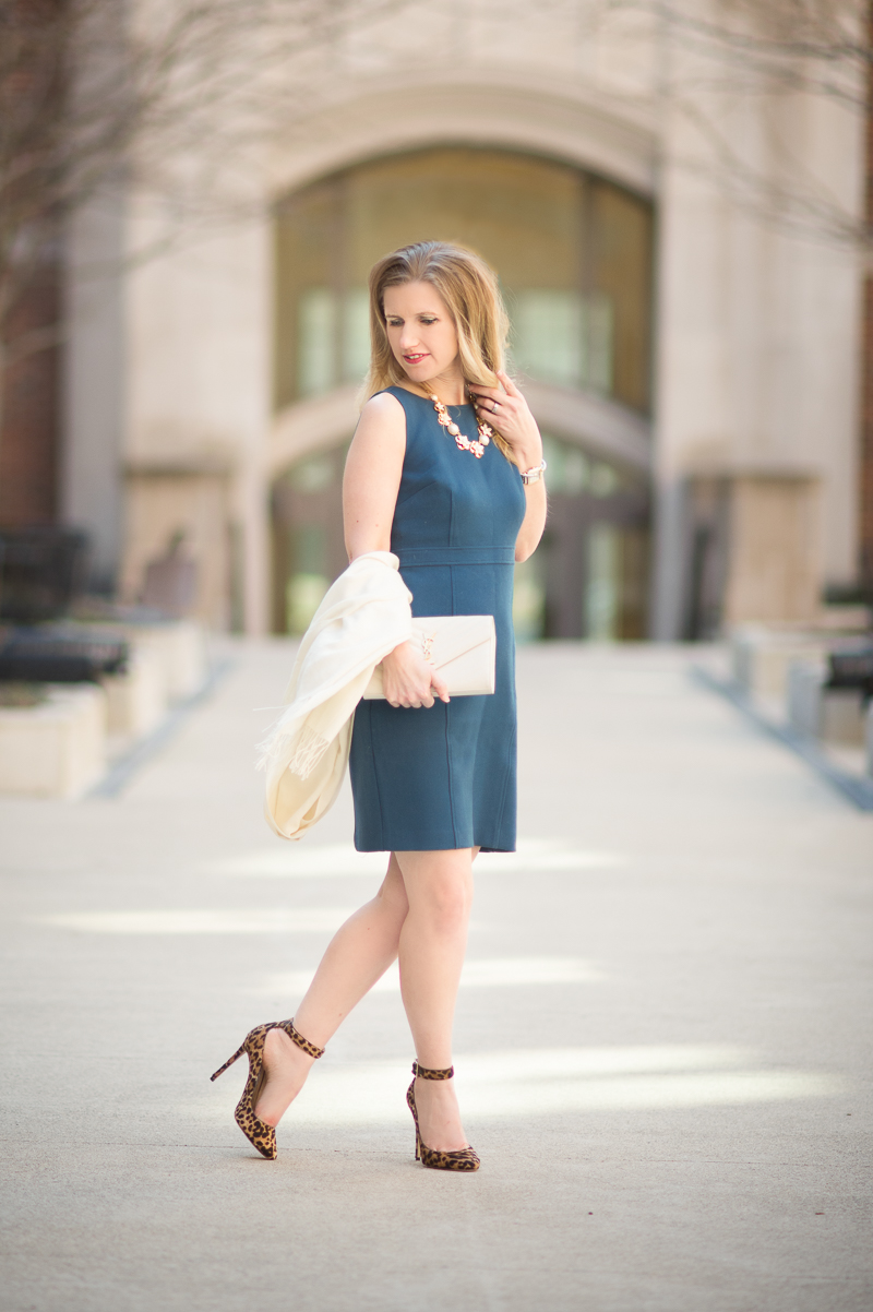 Petite Fashion and Style Blog | Ann Taylor Square Back Sheath Dress | YSL Wallet on Chain | Jimmy Choo Helena Pumps | Click to Read More...