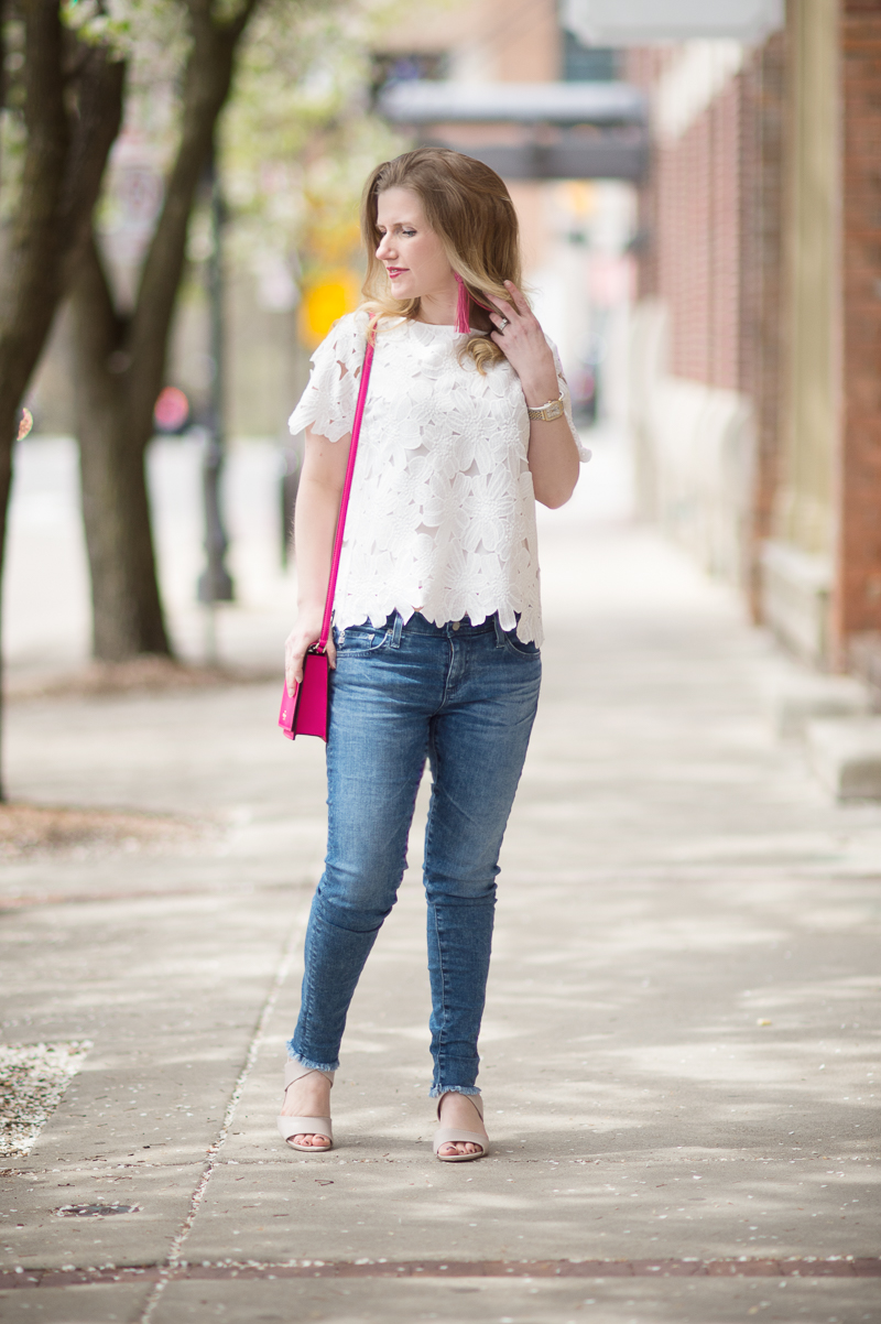 Petite Fashion and Style Blog | Catherine Malandrino Cassie Top | Kate Spade Dody Small Crossbody | Vanessa Mooney Astrid Knotted Tassel Earrings | Click to Read More...j