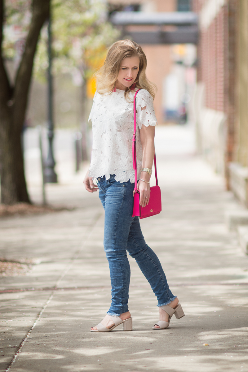 Petite Fashion and Style Blog | Catherine Malandrino Cassie Top | Kate Spade Dody Small Crossbody | Vanessa Mooney Astrid Knotted Tassel Earrings | Click to Read More...