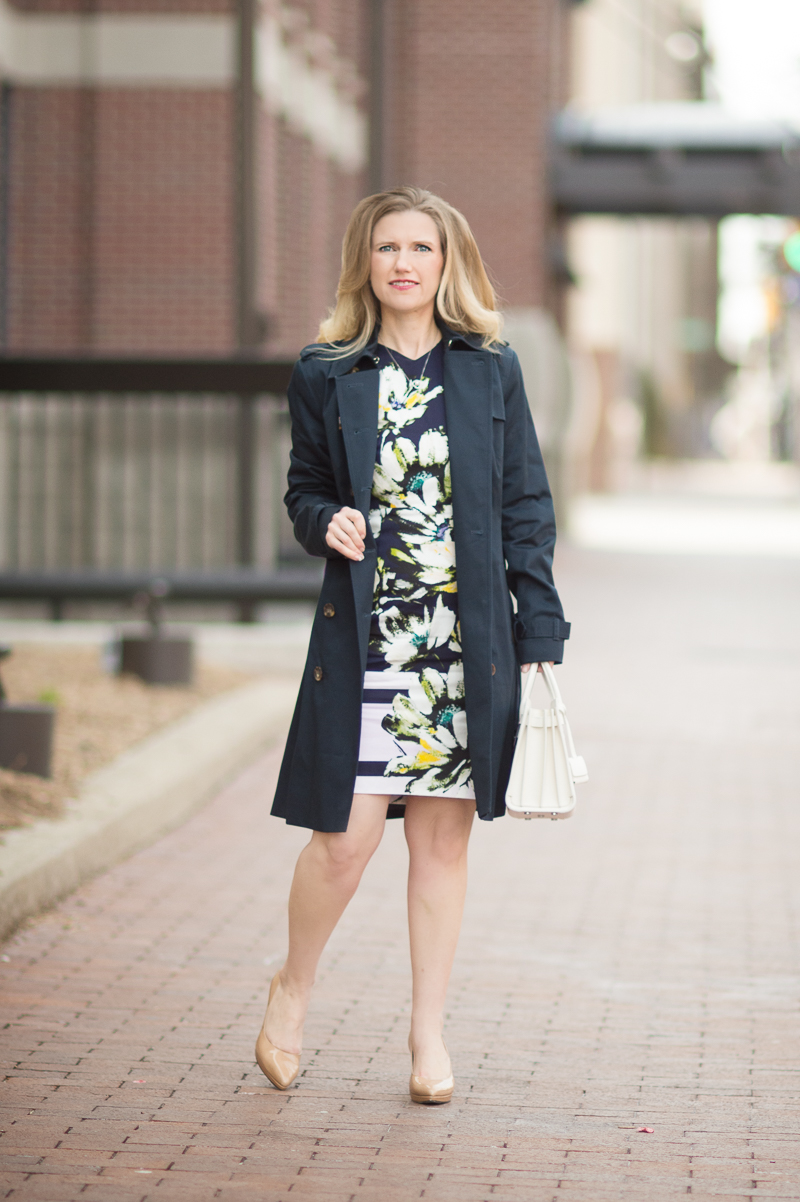 Petite Fashion and Style Blog | Maggy London Zana Sheath | Marks and Spencer Pure Cotton Trench | YSL Baby Sac Du Jour | Click to Read More...